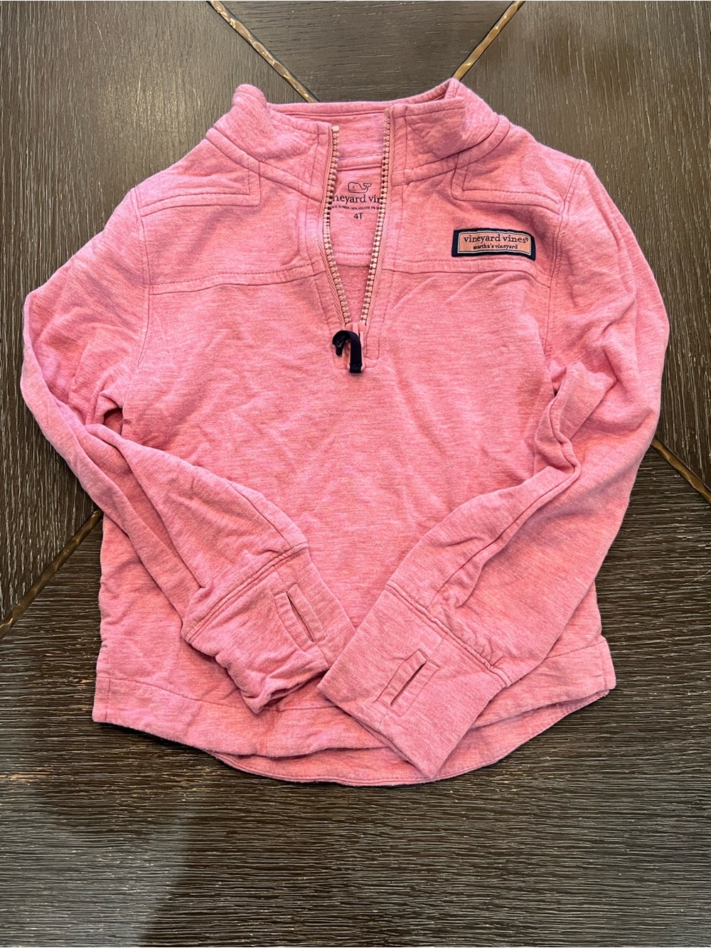 Vineyard Vines Girls' Heather Pink Quarter-Zip Pullover
